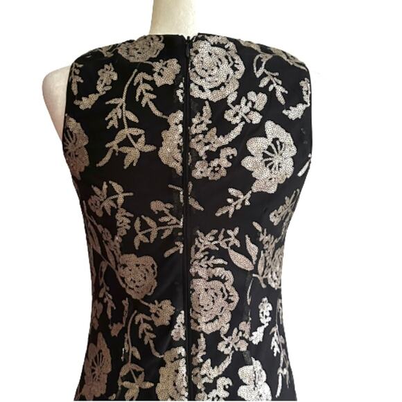Donna Ricco Dress Gold Black Sequin V-Neck Sleeveless Evening Sheath Size 4 - Picture 6 of 14